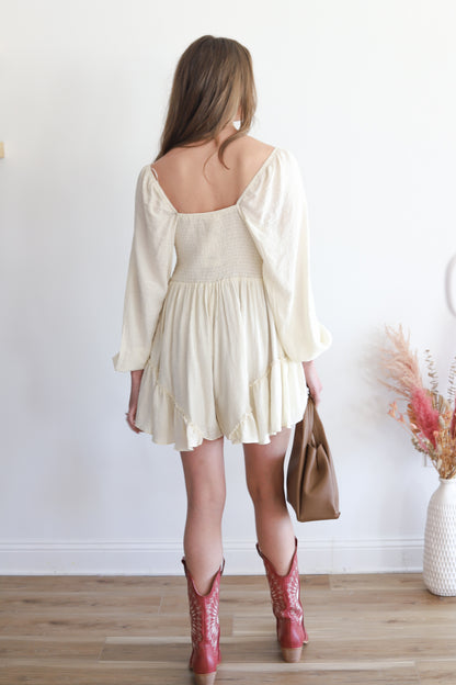 Kristin Ruffle Cream Romper