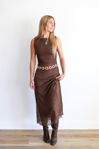 Barbra Lace Brown Maxi