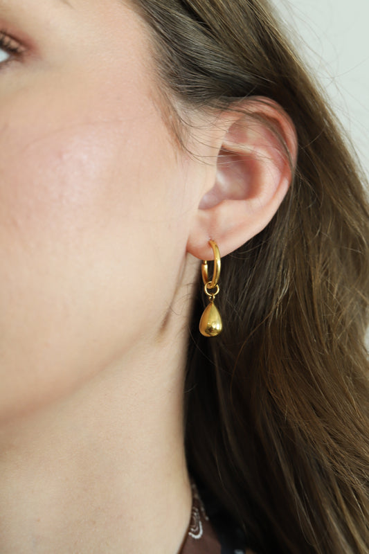 Gold Teardrop Charm Huggie