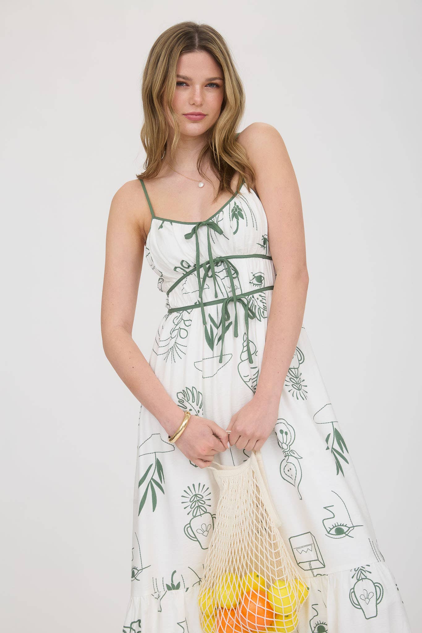 Parloma Green Print Midi Dress