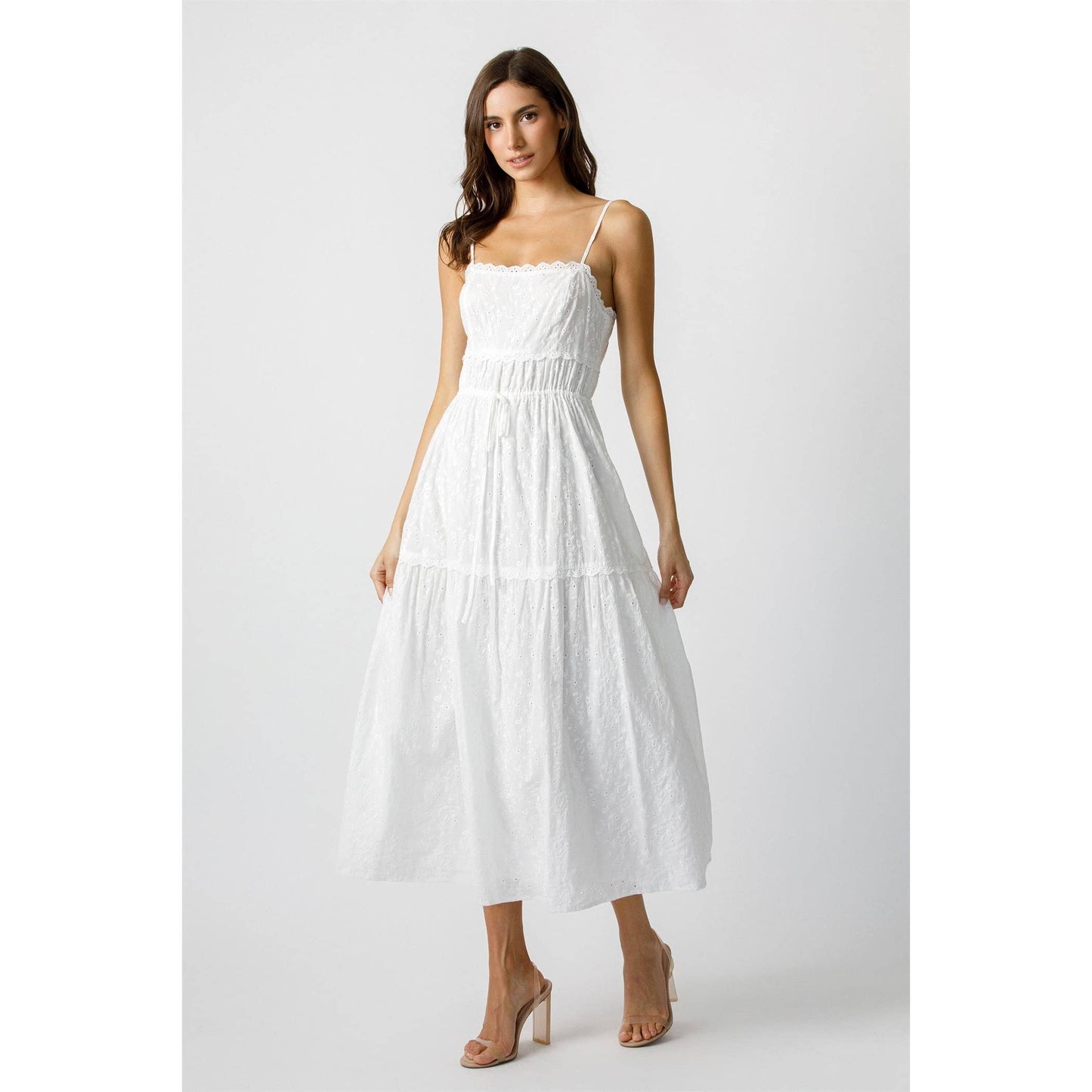 Kirsten Floral White Midi Dress