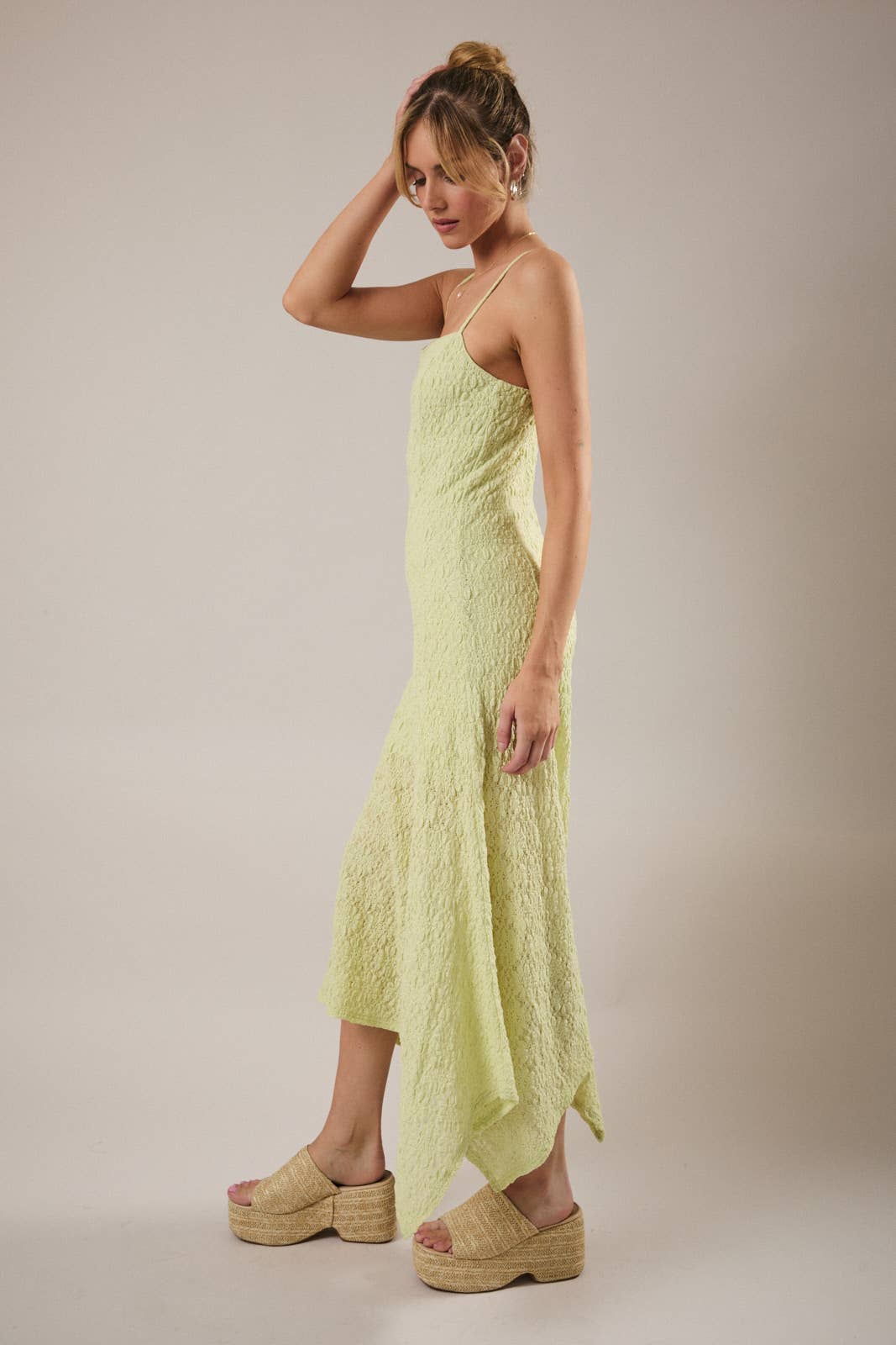 Lacie Asymmetrical Green Midi Dress