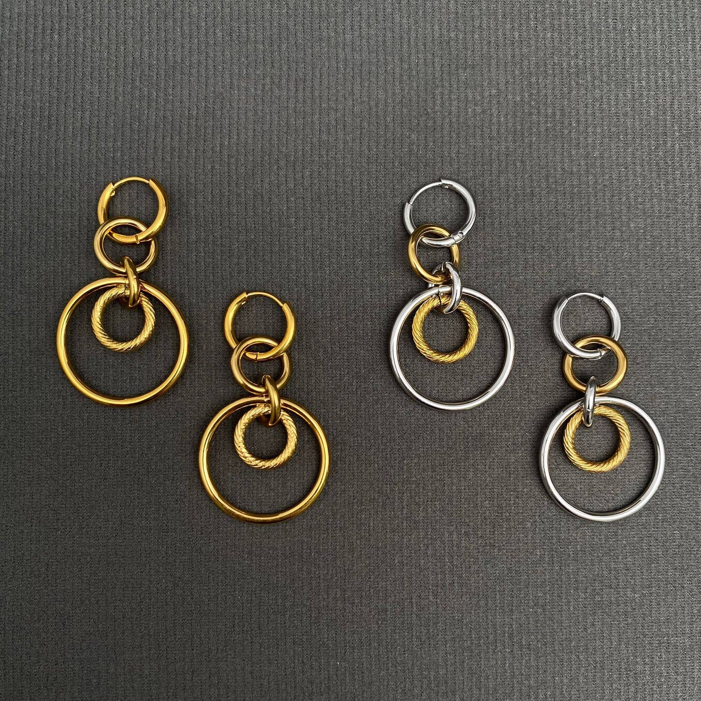 Two Tone Ring Earrings