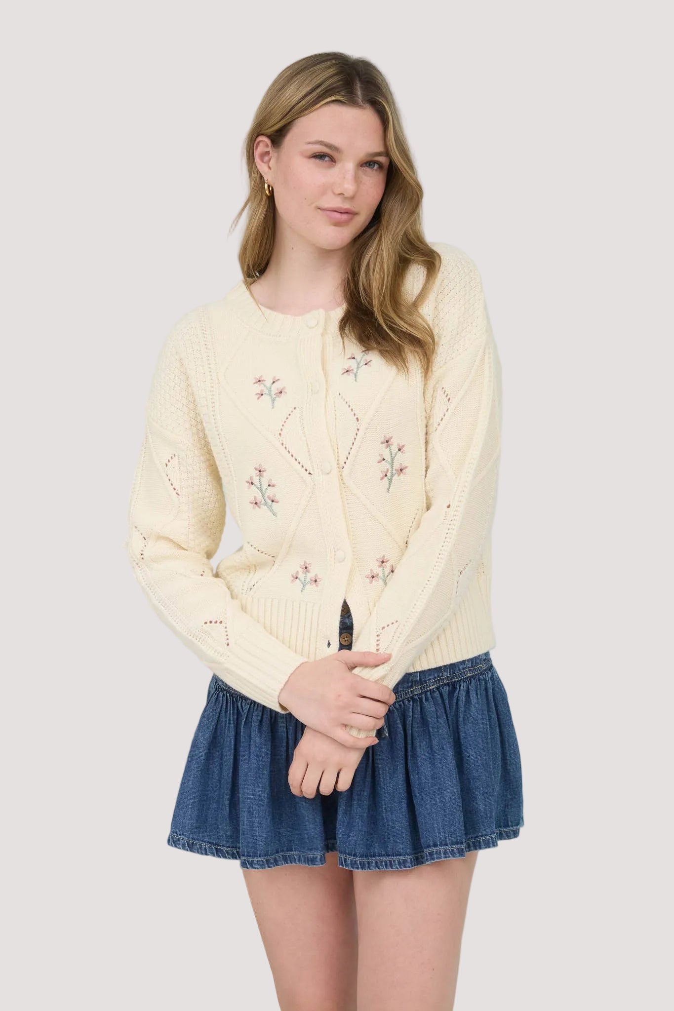 Bebe Embro Floral Cardi