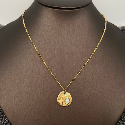 Shell Text. Charm Necklace
