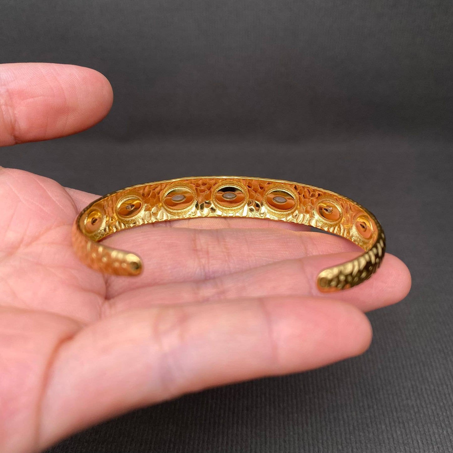 Pearl Inlaid Gold Cuff