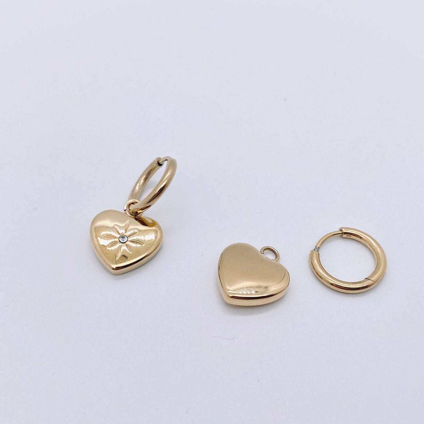 Heart Starburst Gold Huggie Earring