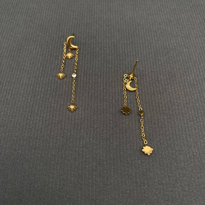 Moon/Star Chain Earring