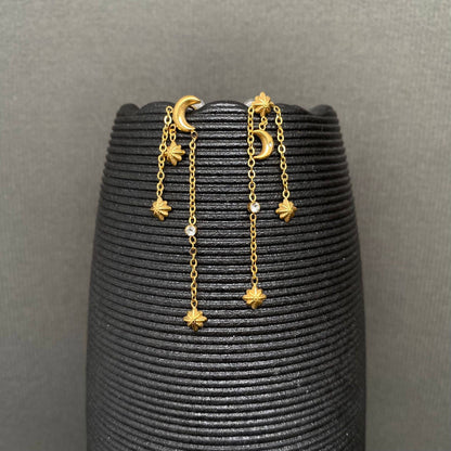 Moon/Star Chain Earring