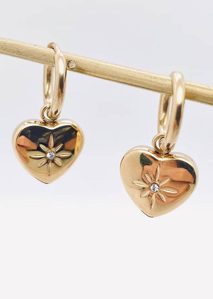 Heart Starburst Gold Huggie Earring