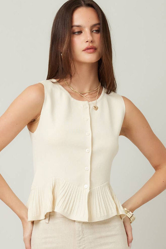 Suki Button White Tank