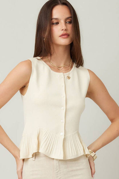 Suki Button White Tank