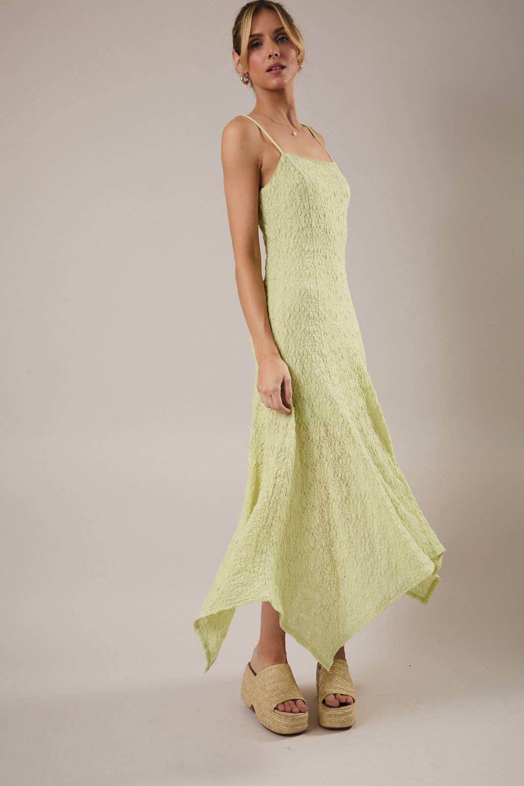 Lacie Asymmetrical Green Midi Dress