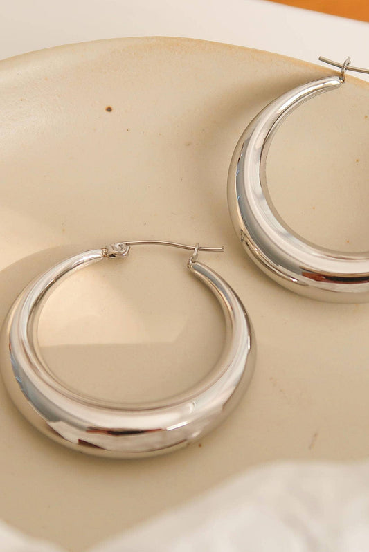 Classic Large Silver Hoop Earring