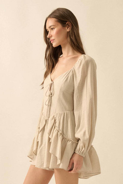 Kristin Ruffle Cream Romper
