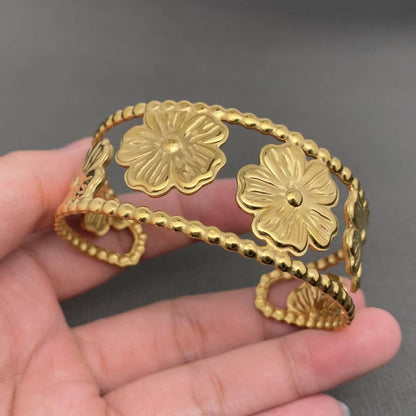 Gold Hollow Flower Cuff
