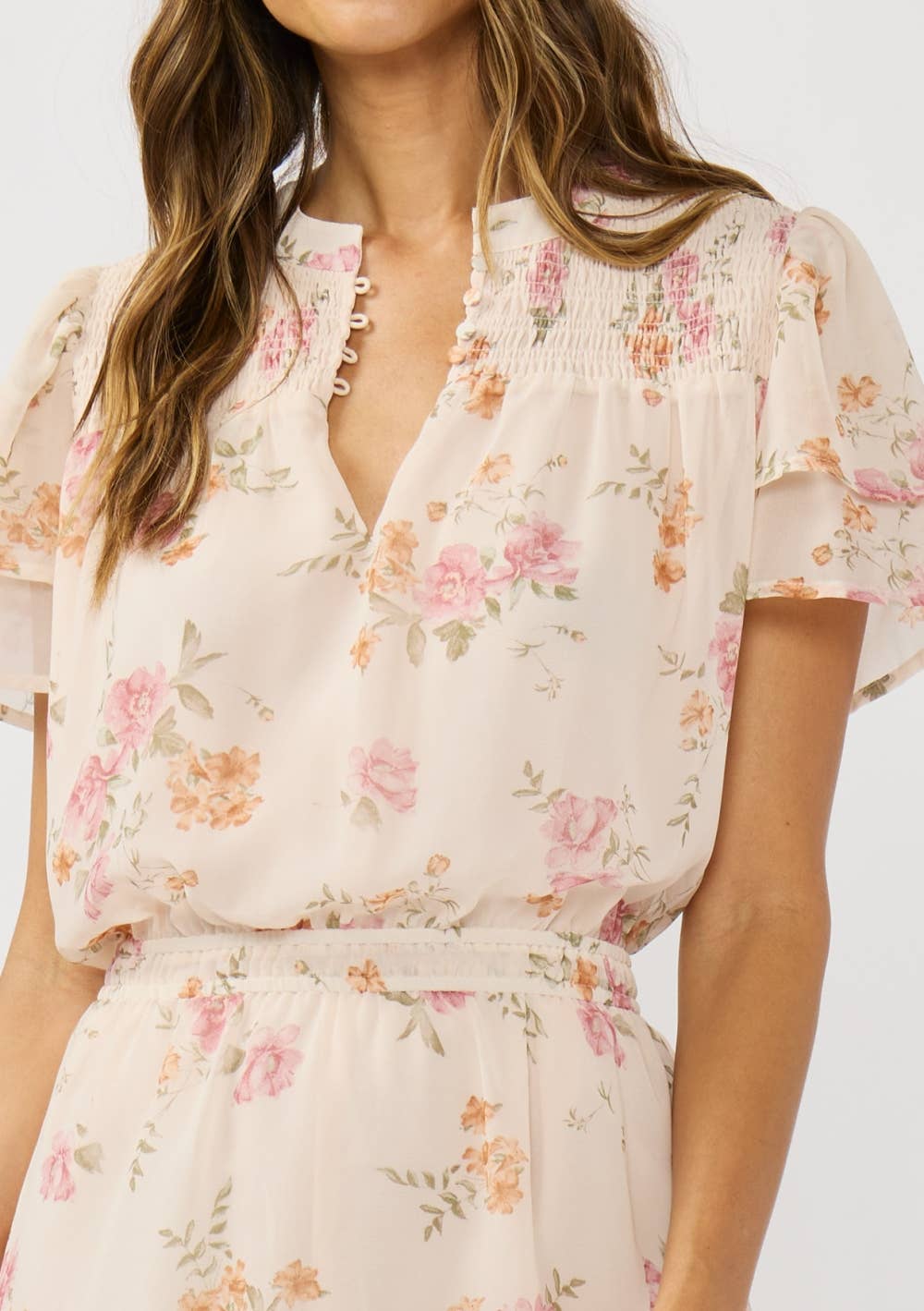Jayden Floral Flutter Sleeve Mini Dress