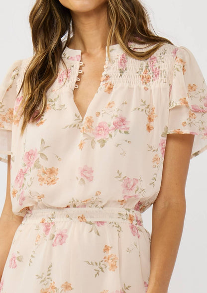 Jayden Floral Flutter Sleeve Mini Dress