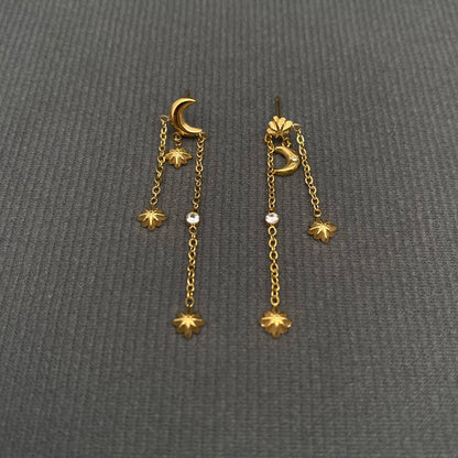 Moon/Star Chain Earring