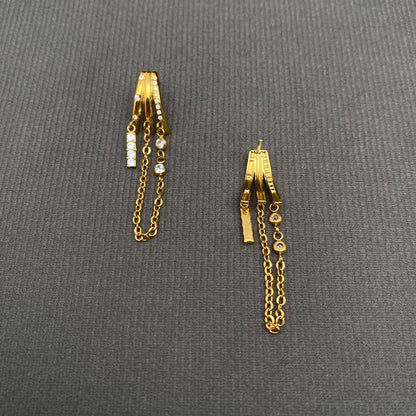 Chain Fringe Gold Earrings