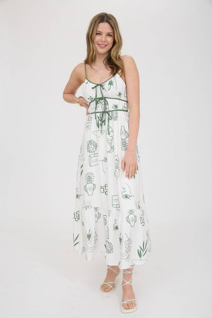 Parloma Green Print Midi Dress
