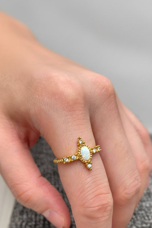 Inlaid CZ&Opal Ring