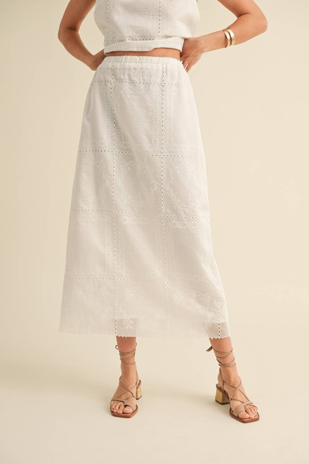 Letia Eyelet Set White Skirt