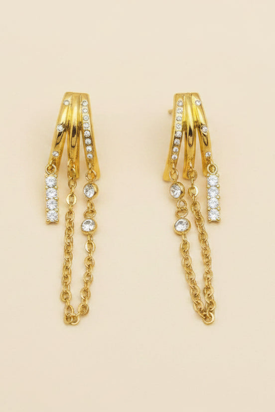 Chain Fringe Gold Earrings