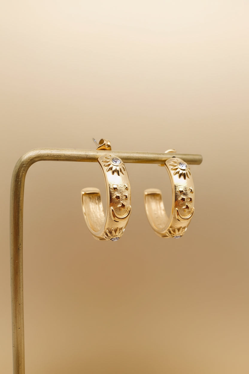 Embossed Star/Moon Earring