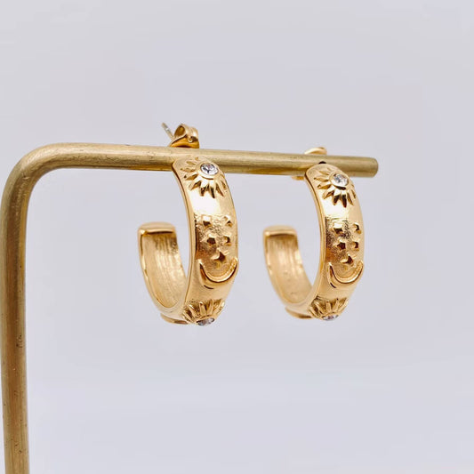 Embossed Star/Moon Earring