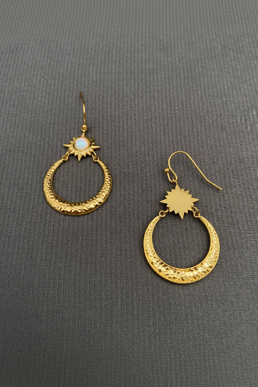 Opal Star Hoop Earring