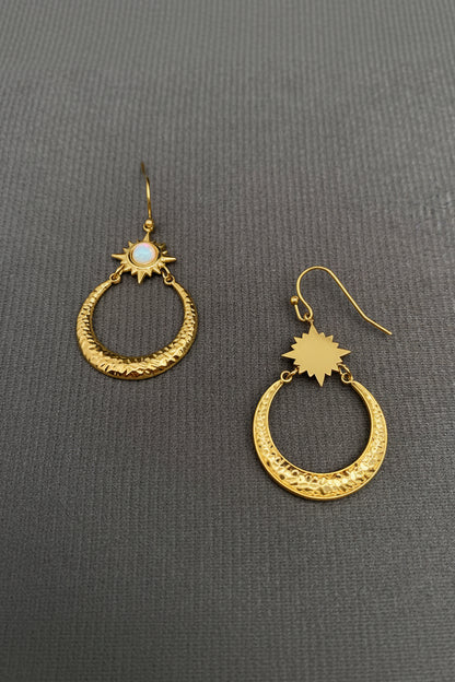 Opal Star Hoop Earring