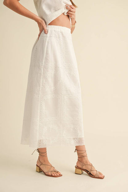 Letia Eyelet Set White Skirt