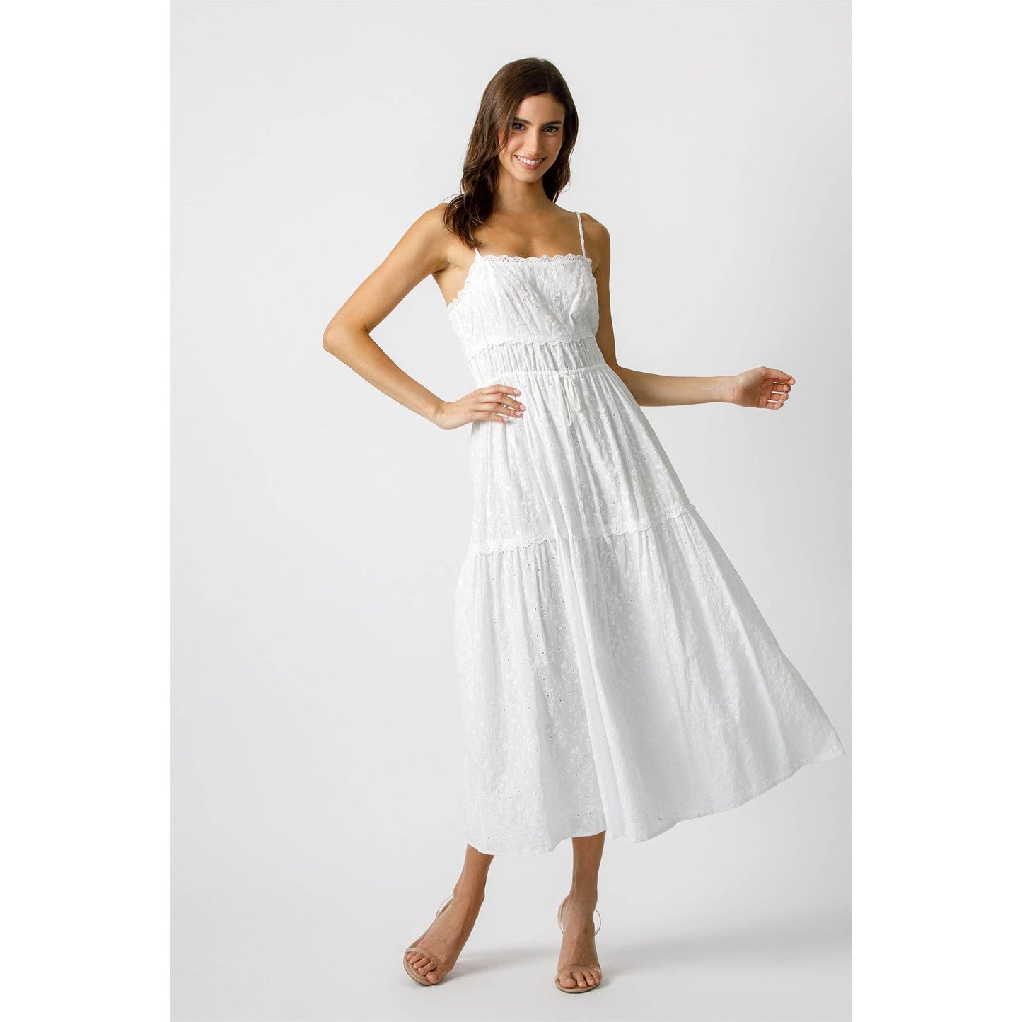 Kirsten Floral White Midi Dress
