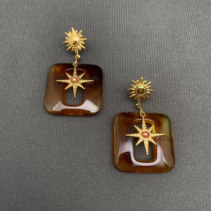 Sun Star Resin Earring