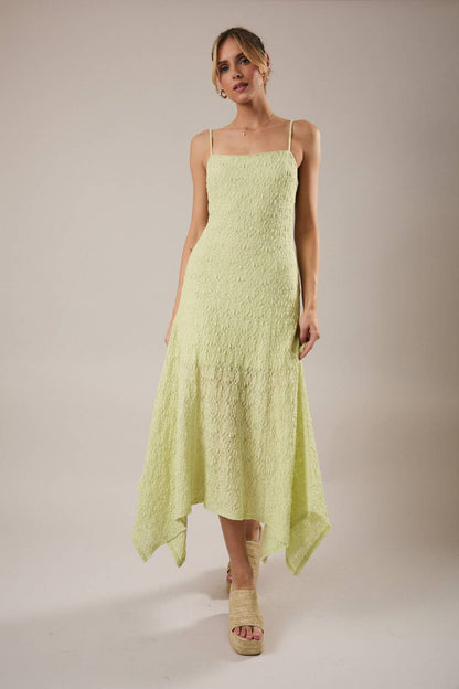 Lacie Asymmetrical Green Midi Dress