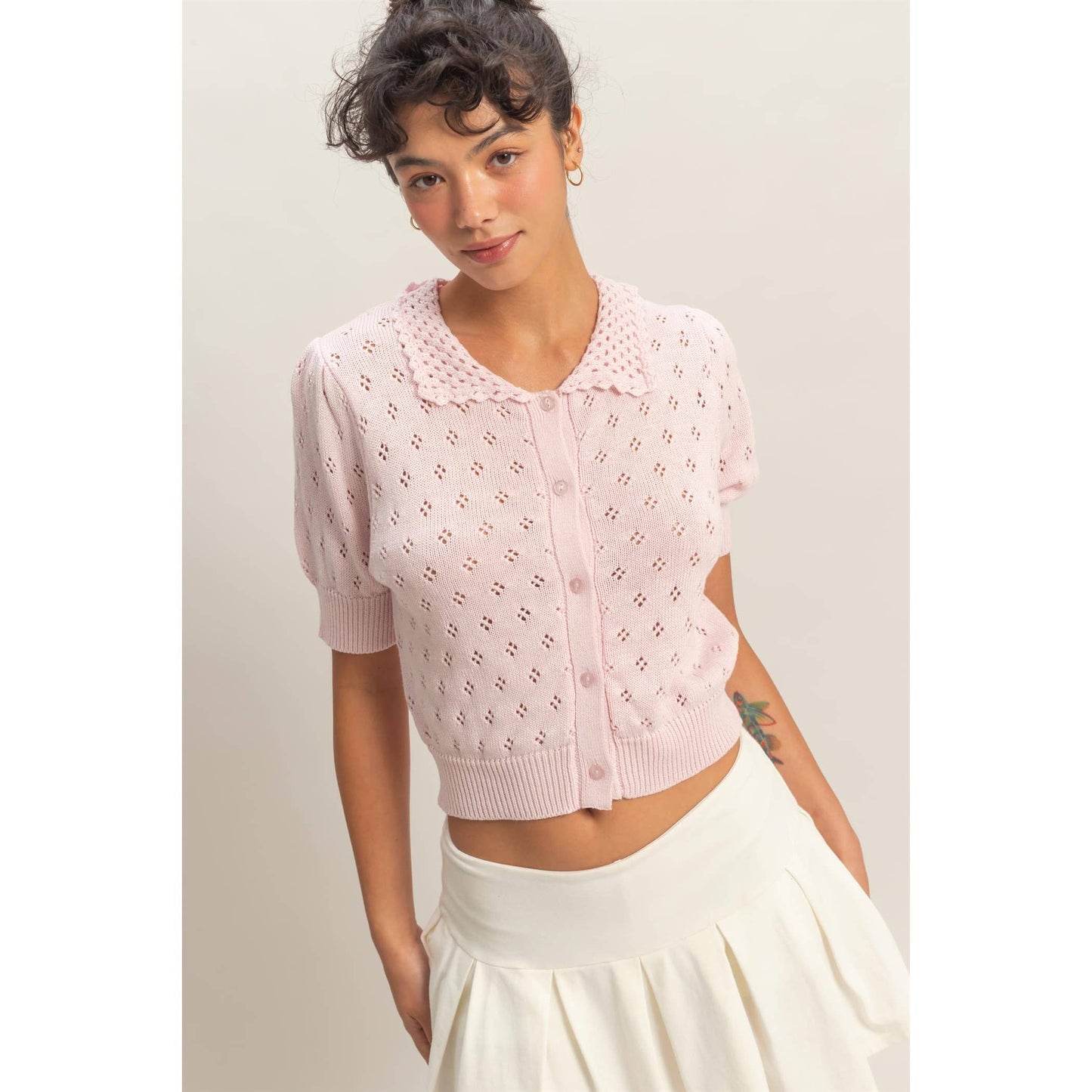 Drea Pointelle Knit Top