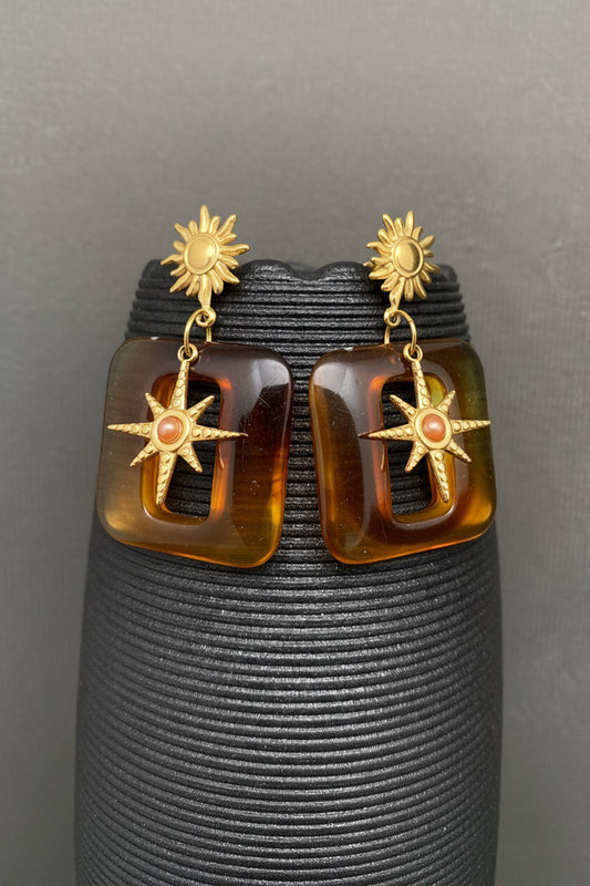 Sun Star Resin Earring