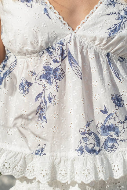 Vivie White Eyelet Tank