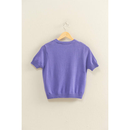 Jalissa Button Purple Cardigan Top