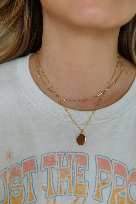 Oval Disc Layered Necklace