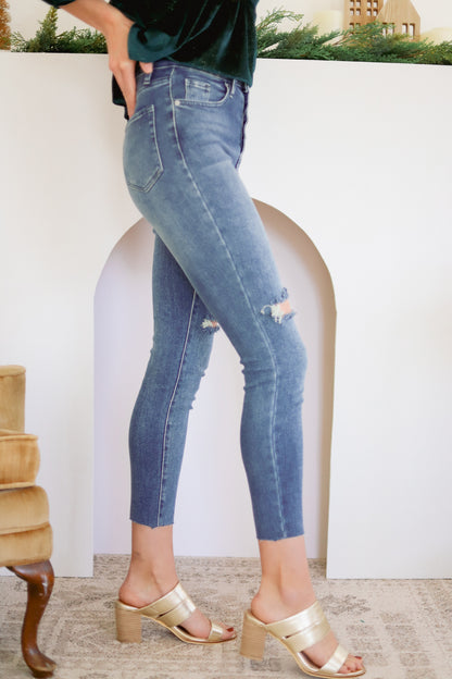 Exposed Button Ankle Denim