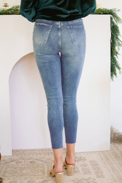 Exposed Button Ankle Denim
