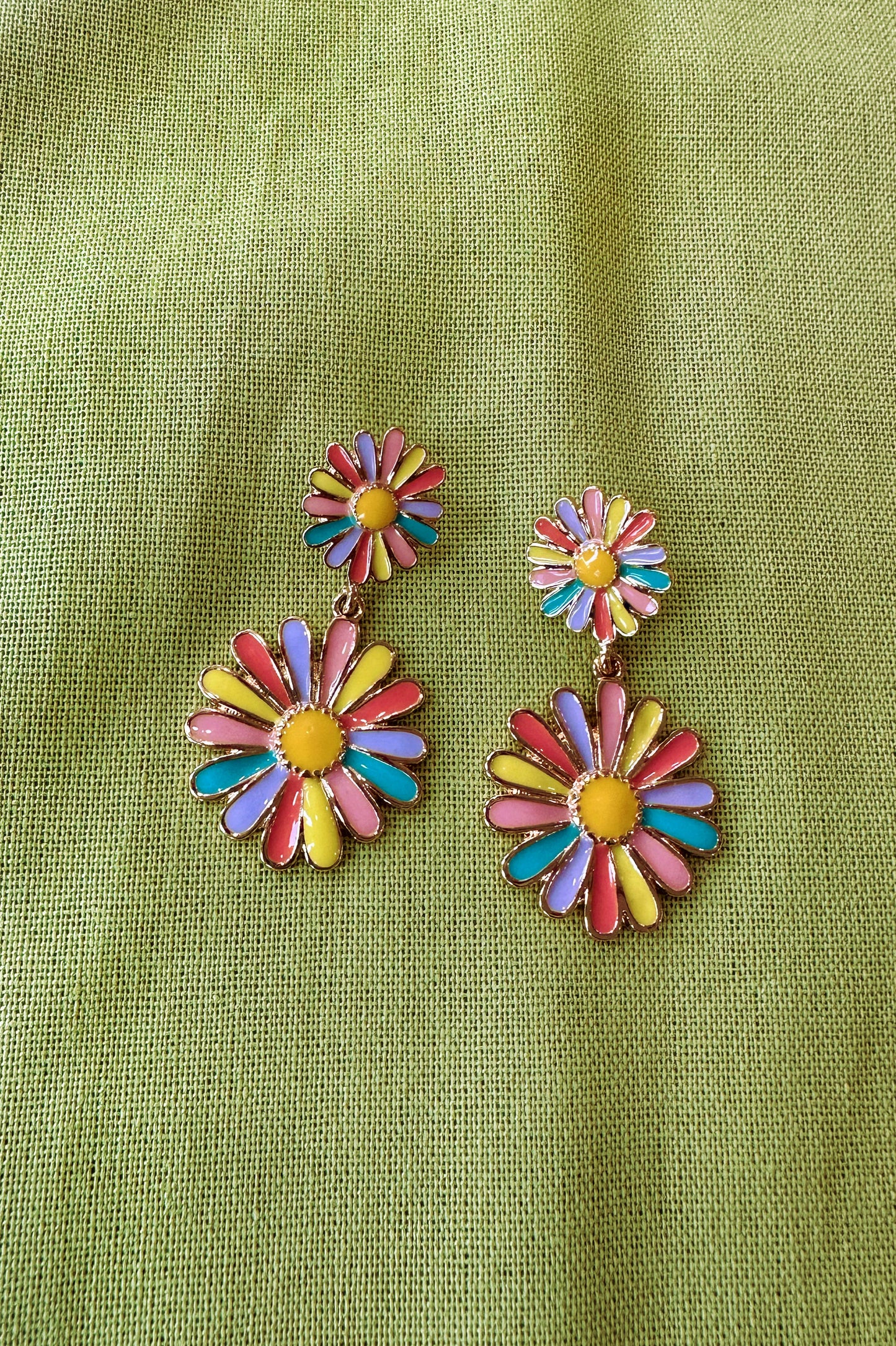 Double Daisy Flower Earrings