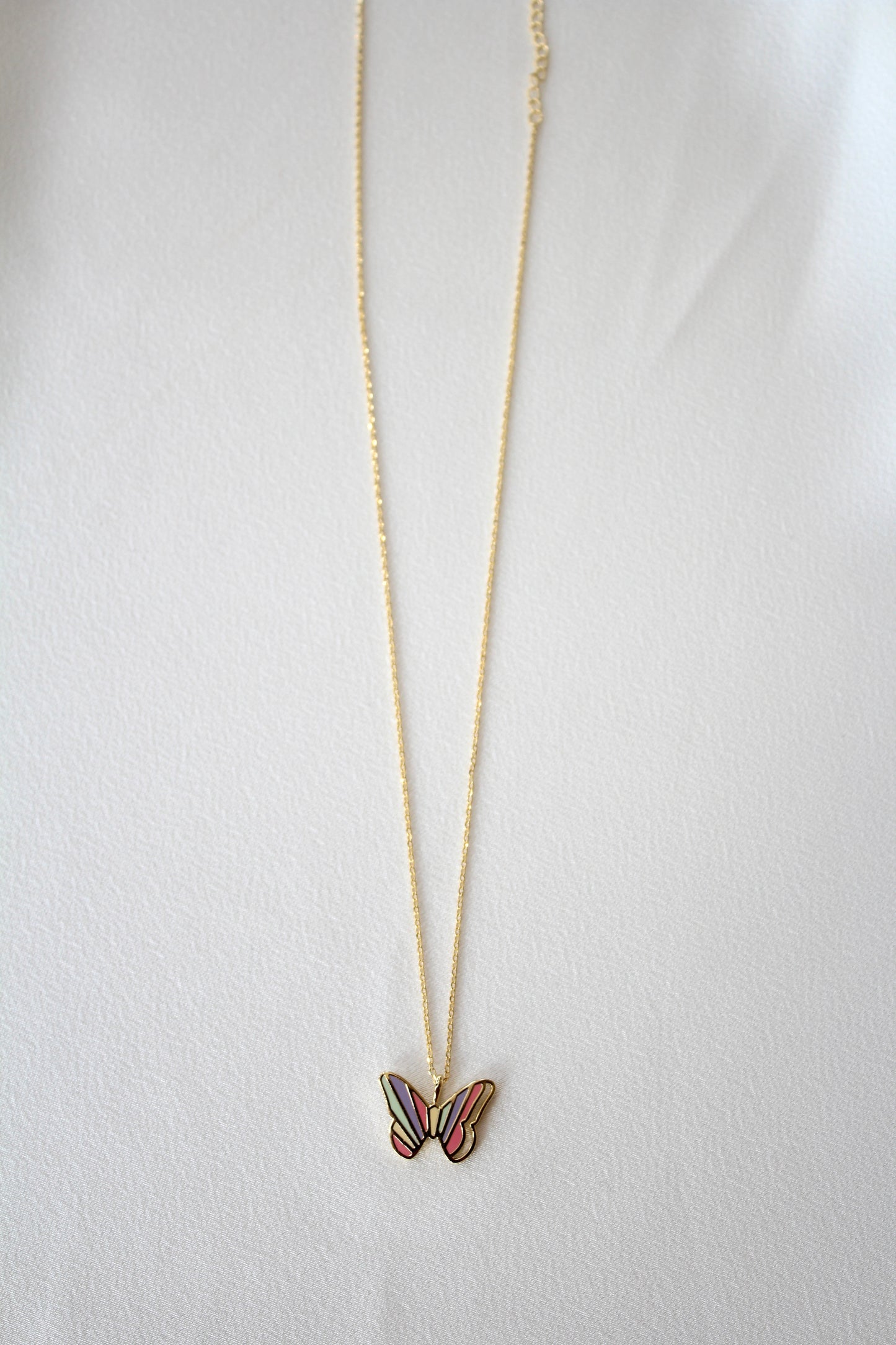Color Block Butterfly Necklace