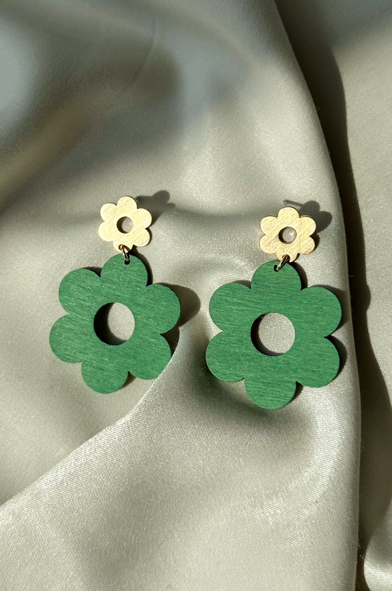 Double Flower Wood Earring