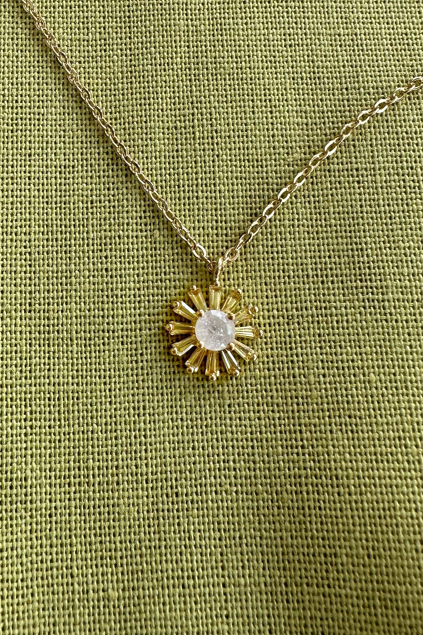 Paved Crystal Flower Charm Necklace