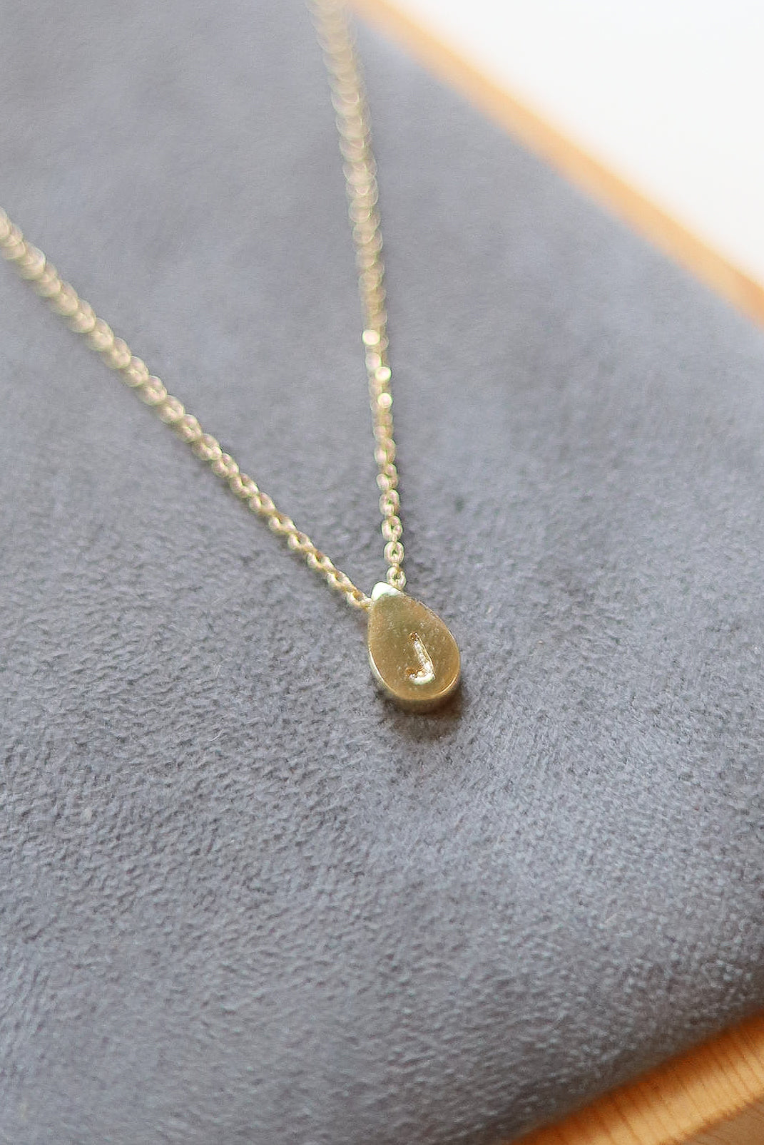 Gold Teardrop Initial Necklace