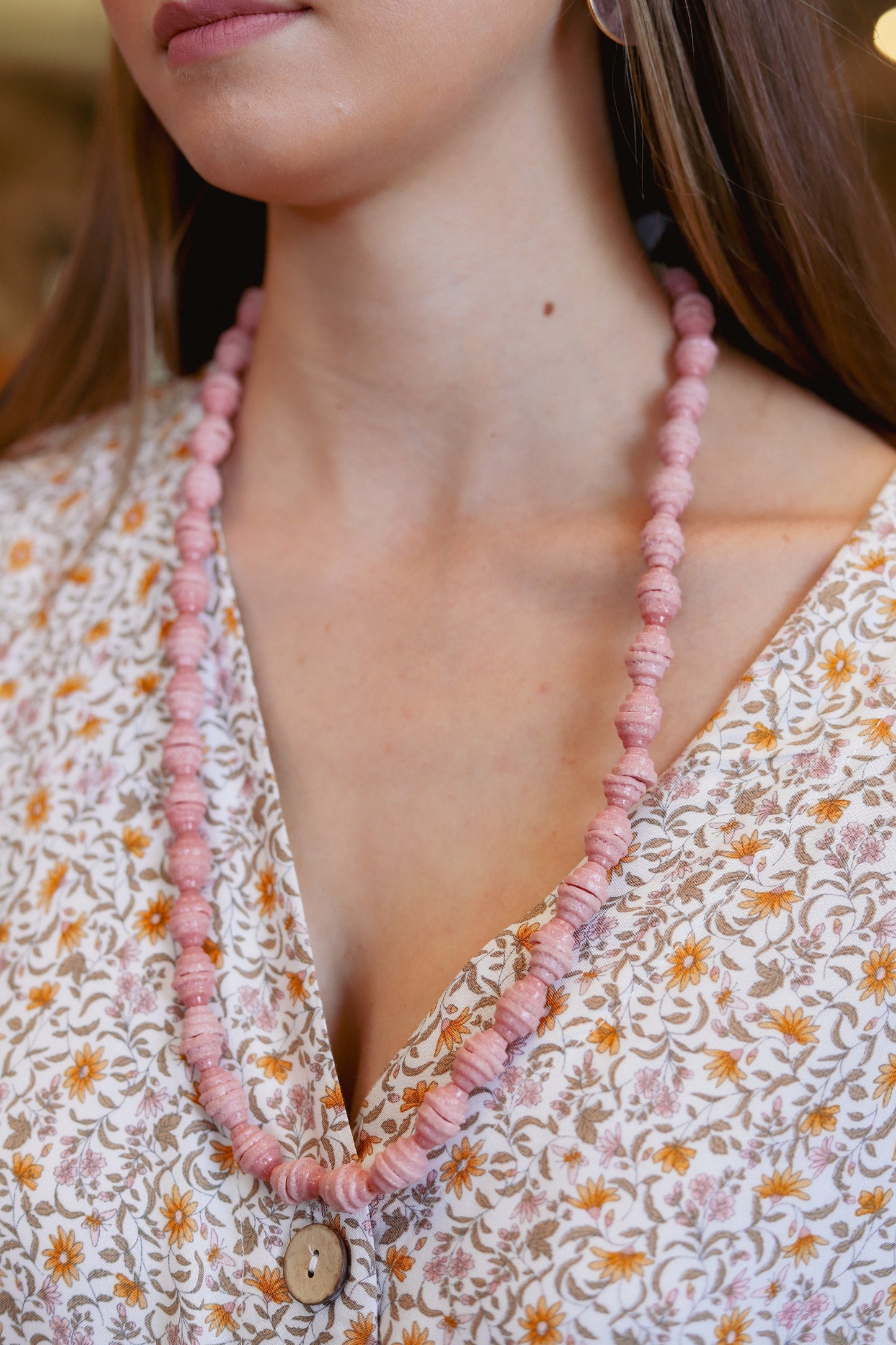 Stacked Pink Stone Necklace